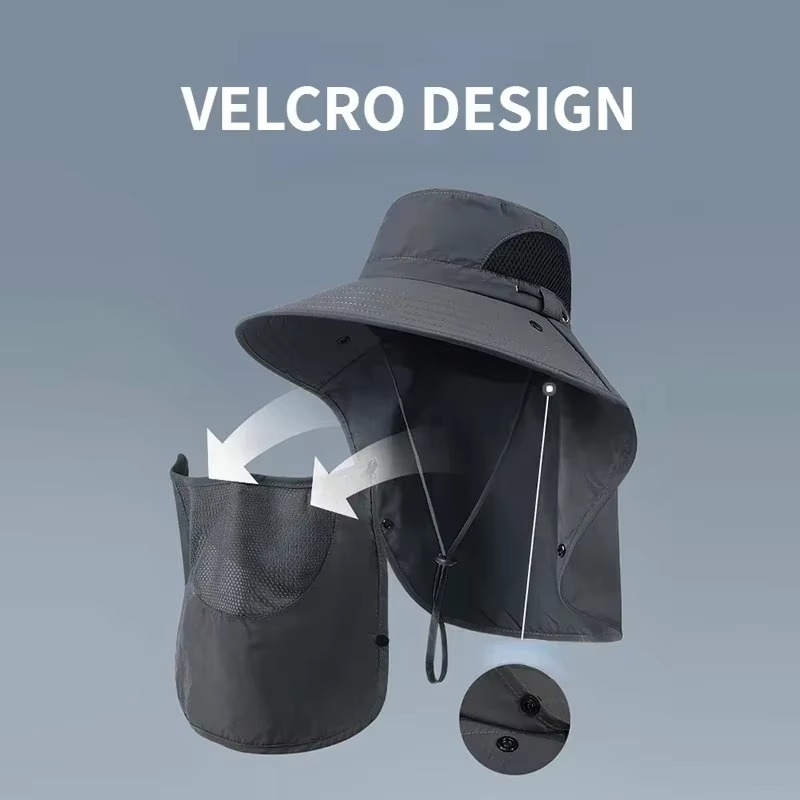 Lightweight hiking hat with UPF 50+ UV protection, wide brim, and a practical detachable neck flap.
