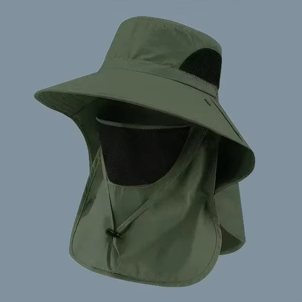Quick-dry fishing hat featuring a wide brim and neck flap for superior sun & UV protection.
