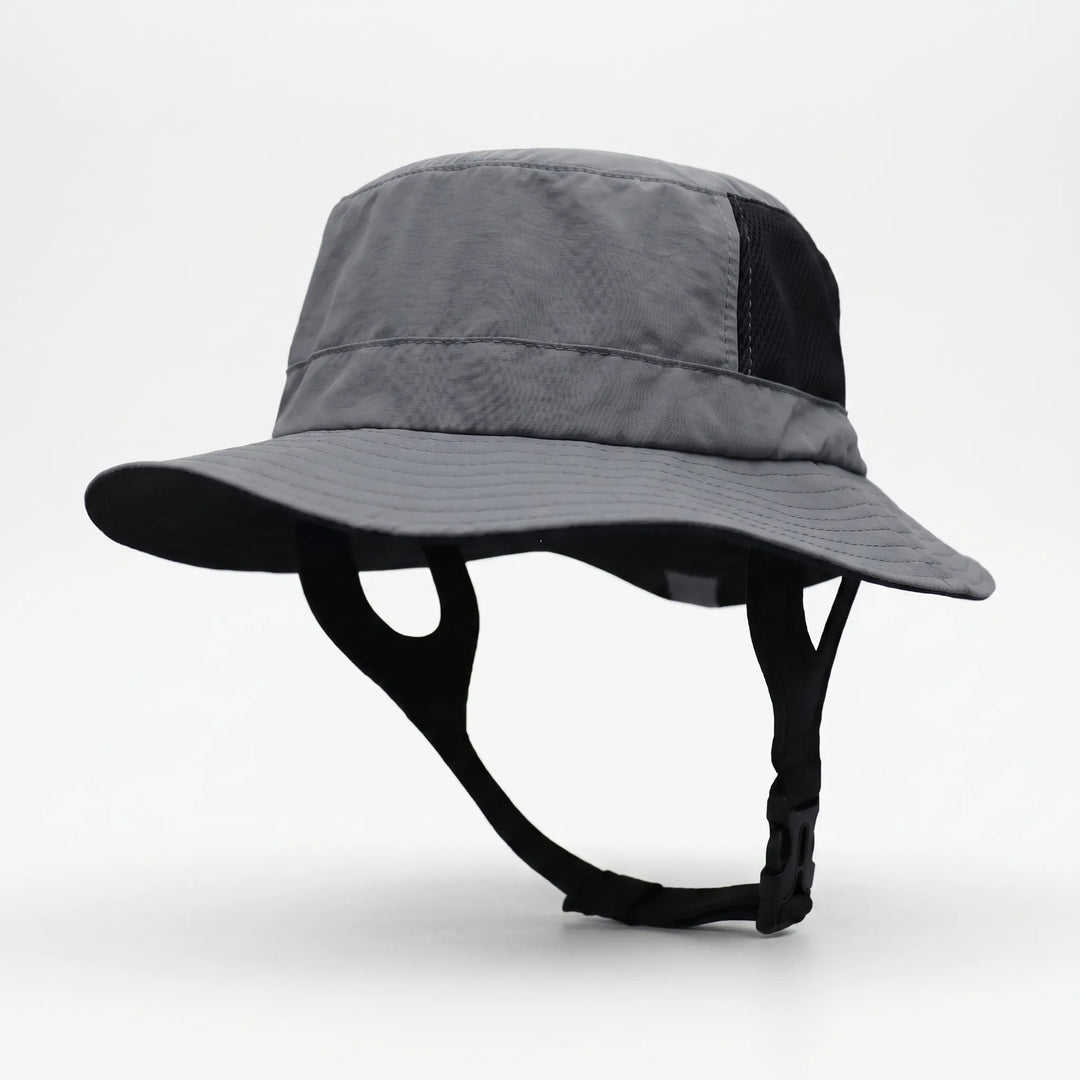 Unisex wide brim surf bucket hat, ideal for active wear, beach days, or any outdoor adventure. Ventilated.