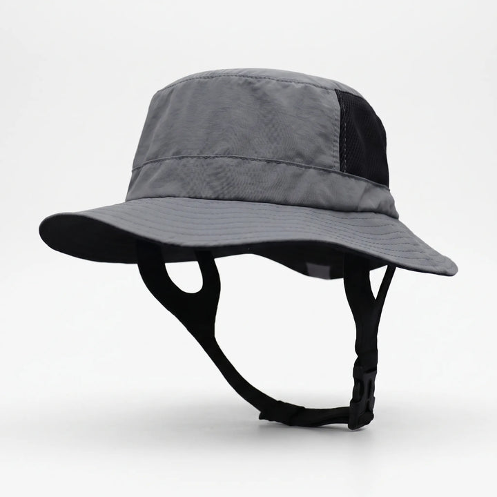 Unisex wide brim surf bucket hat, ideal for active wear, beach days, or any outdoor adventure. Ventilated.