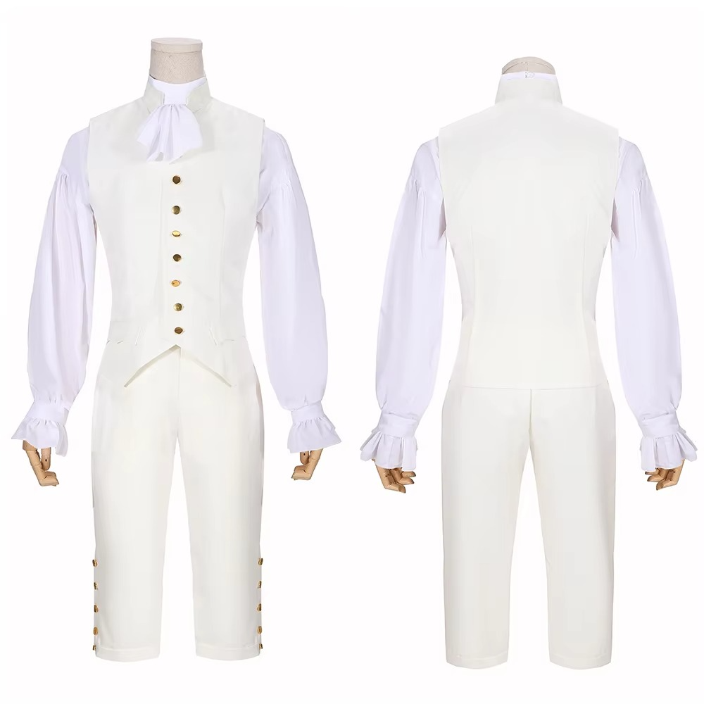 Full-body unisex Victorian costume for theater, stage, and Halloween; ideal for historical cosplay and dress-up parties.