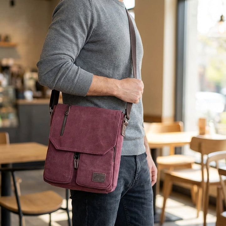 Unisex vintage canvas messenger bag with a classic design, perfect for daily use & durable wear.