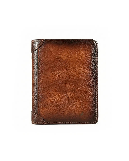 Unisex vintage genuine leather wallet, durable everyday carry accessory for men & women.