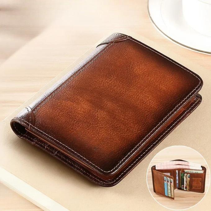 Authentic vintage genuine leather wallet, a stylish and durable accessory for everyday carry.