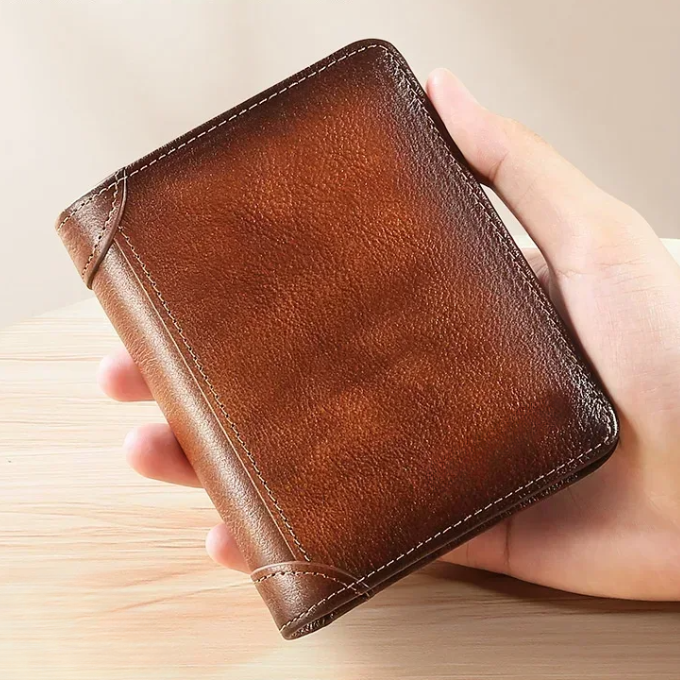 Classic unisex leather wallet, genuine & durable, perfect for men's & women's everyday essentials.