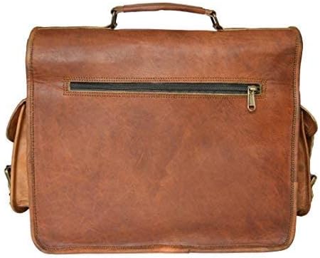 Authentic goat leather vintage messenger bag, unisex. Ideal crossbody bag for daily essentials & travel.