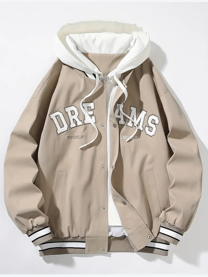 Versatile vintage-inspired hoodie bomber, ideal casual outerwear.