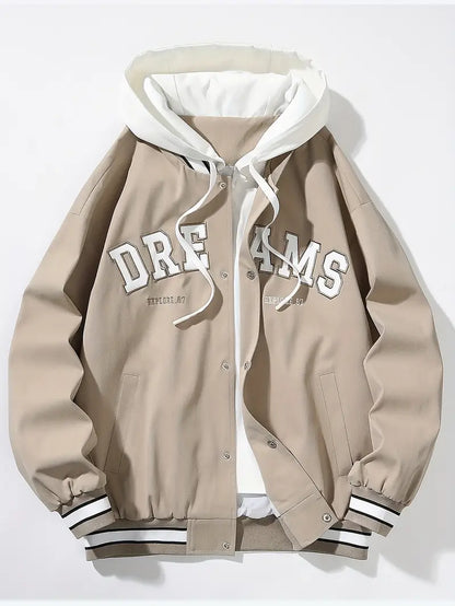 Versatile vintage-inspired hoodie bomber, ideal casual outerwear.