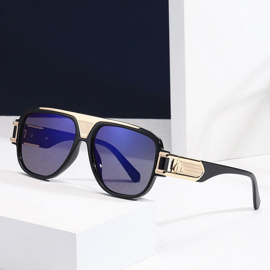 Unisex vintage-inspired square sunglasses with bold frames and UV400 protection.