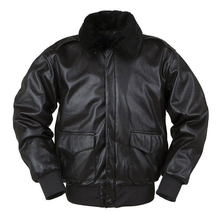 Stylish unisex bomber jacket, a faux leather letterman coat perfect for winter, front view