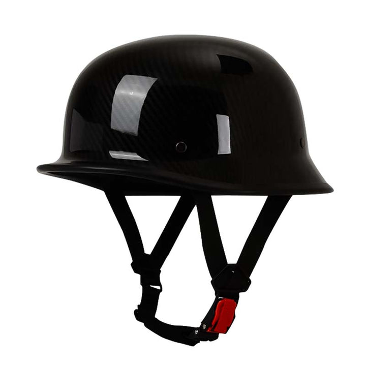 Vintage motorcycle helmet, open-face design for retro look, DOT & ECE certified for safety.