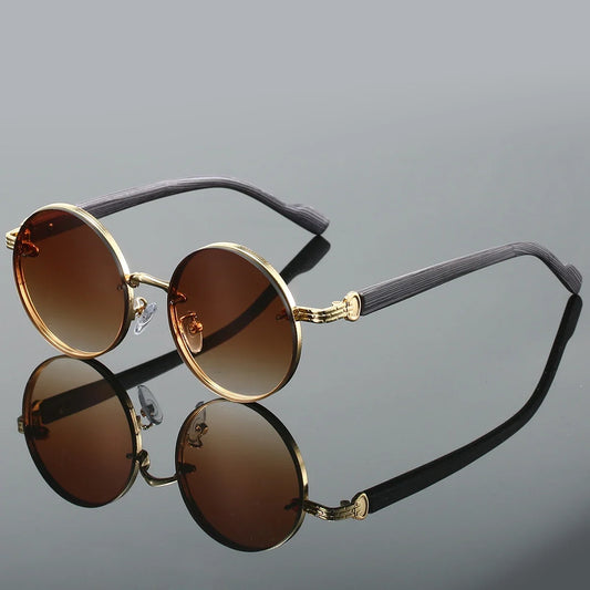 Unisex vintage round sunglasses with full UV protection, classic retro eyewear.