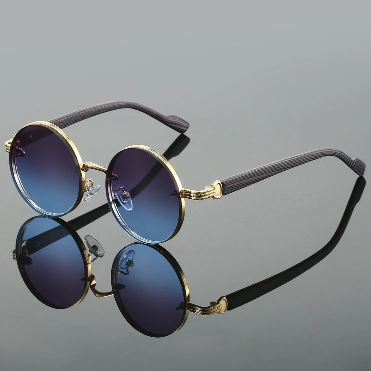 Premium vintage round sunglasses; unisex design provides ultimate UV protection & anti-glare comfort.