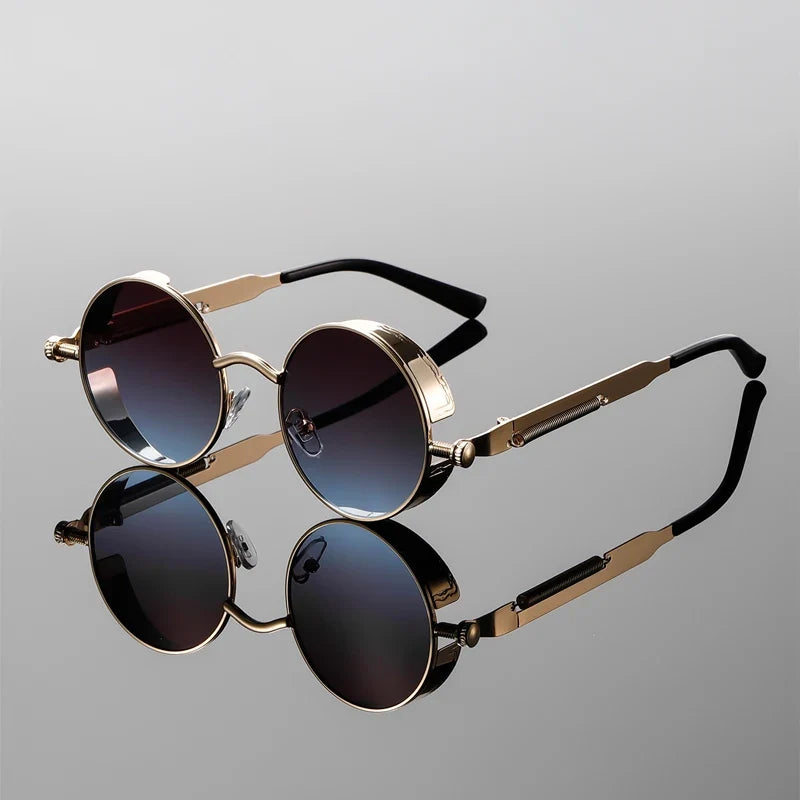 Stylish unisex round sunglasses with gradient lenses, offering 70s retro style and essential UV400 eye protection.