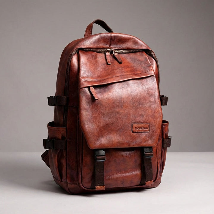 Handcrafted Vintora full-grain cowhide leather backpack. Durable unisex professional bag for work, travel, and daily use.