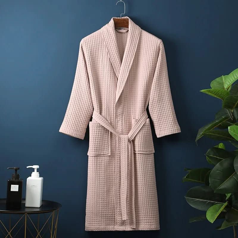 Soft waffle bathrobe for men & women, ideal loungewear or spa robe.