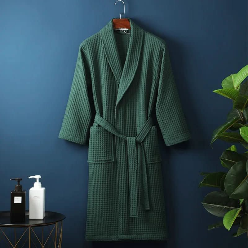 High-quality waffle textured bathrobe, perfect comfort for men & women.