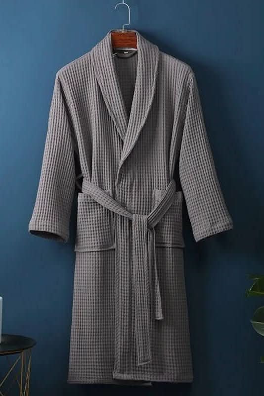 Unisex breathable waffle bathrobe, ideal loungewear for home, spa, or hotel.