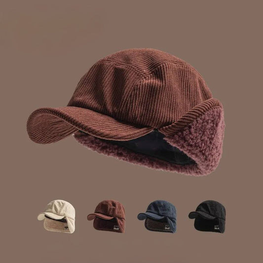 Unisex warm earflap winter cap for cold weather, perfect for outdoor activities.