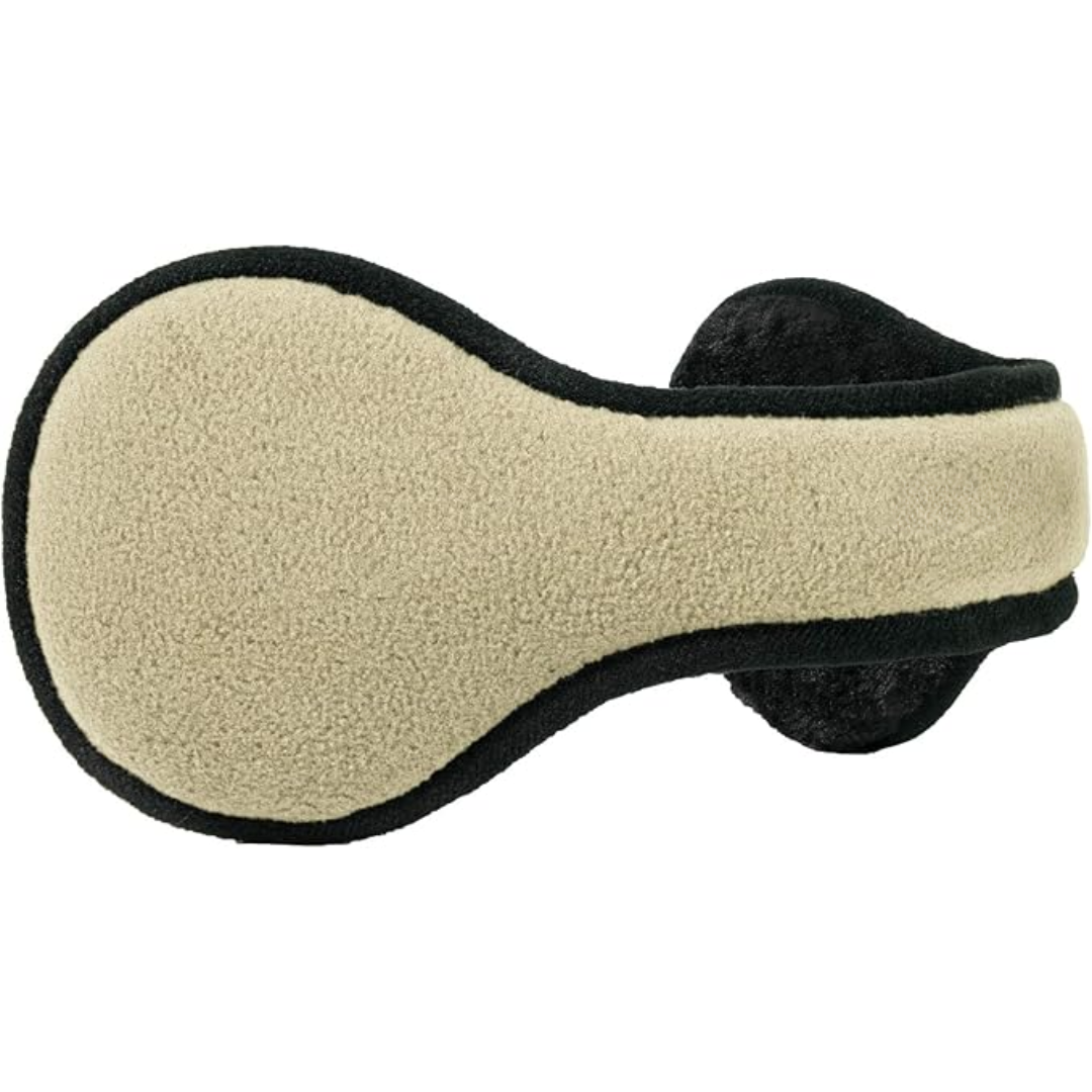 Foldable unisex fleece ear warmers for easy storage and portability in cold weather.