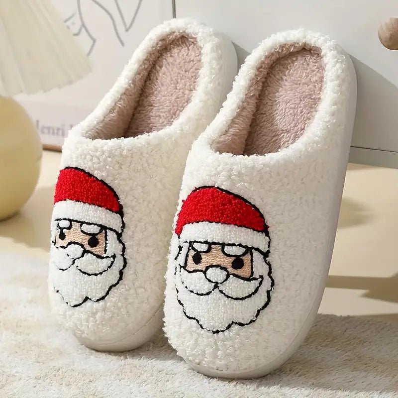 Cozy non-slip deer motif house slippers for men and women, ideal for holiday seasons.