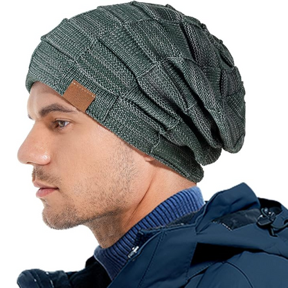 Cozy slouchy knit beanie, ideal fall & winter headwear for men & women.