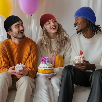 Essential cold weather knitted beanie, low cuff, versatile and warm for everyday wear.