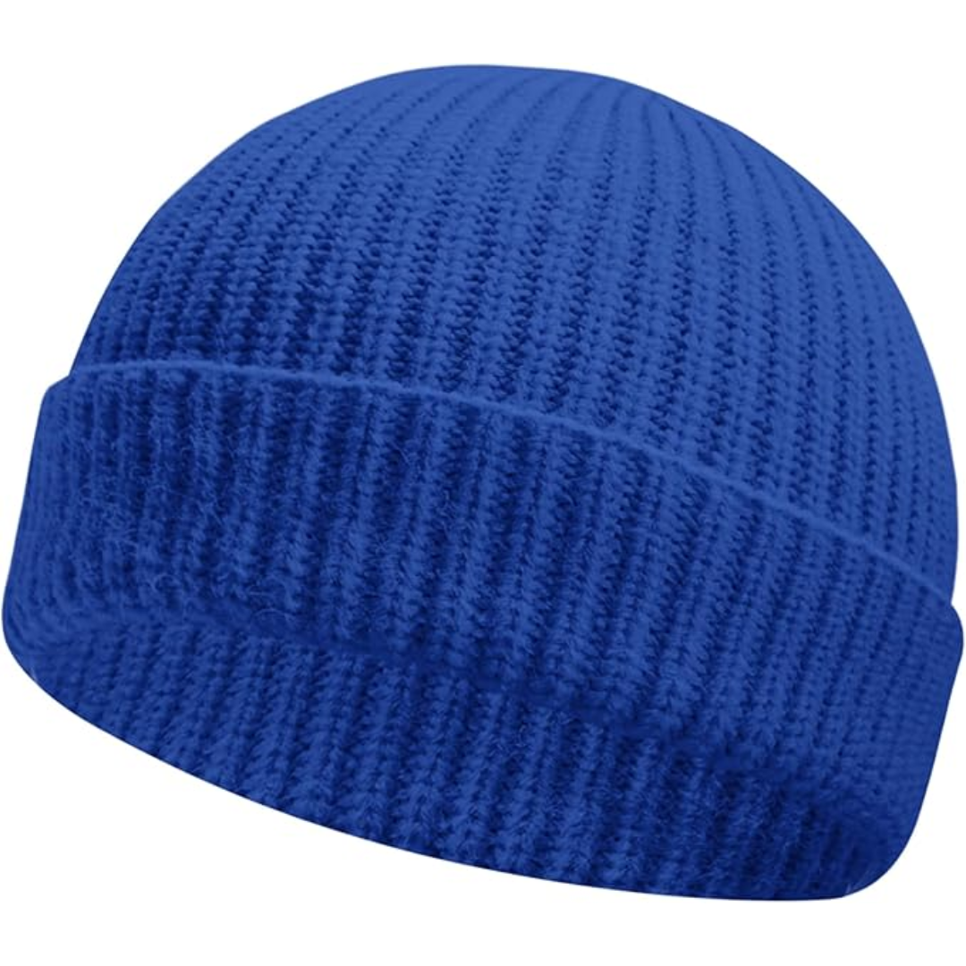 Cozy knitted beanie for men & women, featuring a low cuff for extra warmth and comfort.