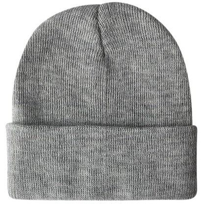 Womens stylish cream knitted winter hat, a cozy headwear accessory for comfort, warmth & winter fashion.