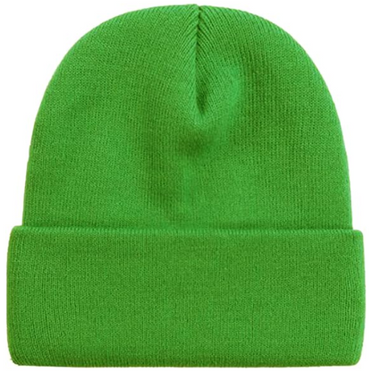 Navy blue unisex knitted winter beanie, an essential warm accessory for men & women's cold weather style.