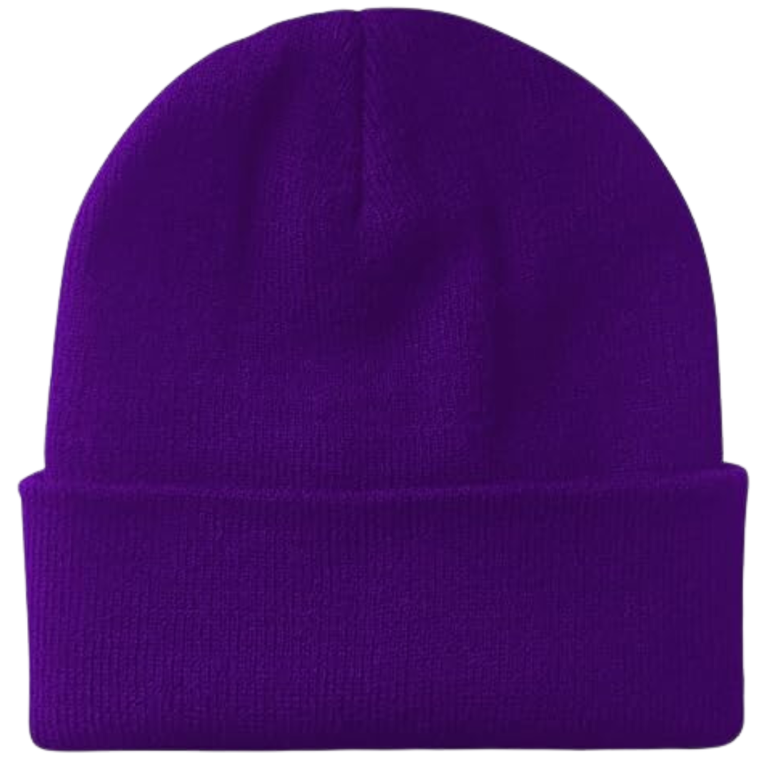 Folded warm knitted winter beanie hat, highlighting thick, comfortable design for ultimate cold weather warmth.