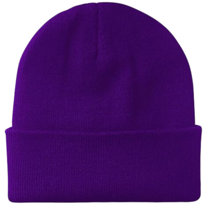 Folded warm knitted winter beanie hat, highlighting thick, comfortable design for ultimate cold weather warmth.