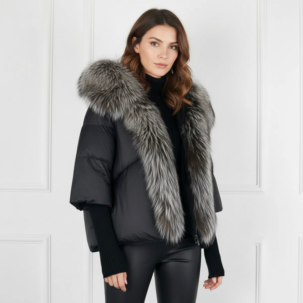 Close-up of a comfortable unisex puffer jacket, highlighting lightweight quilted fabric for warmth & style.