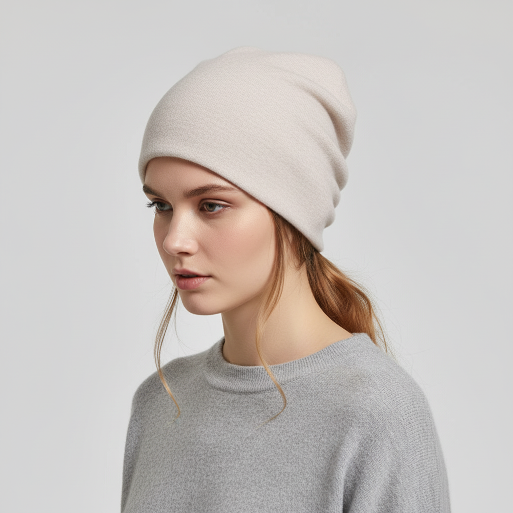 Comfortable one-size slouchy beanie, ideal for fall/winter. Warm headwear for a stylish, cozy look.