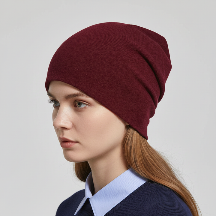 Soft, comfortable unisex winter hat. Slouchy beanie style provides warmth and cozy headwear.