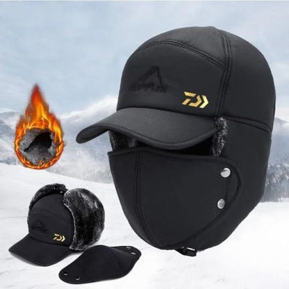 Unisex warm trapper winter hat, windproof & waterproof, ideal for cold weather outdoor activities with earflaps.