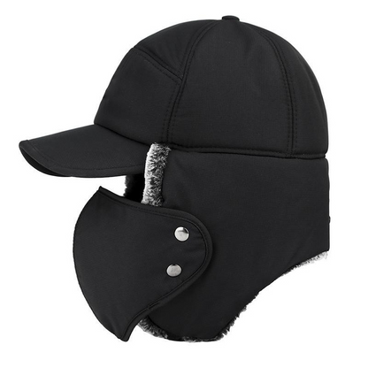 Warm unisex trapper bomber hat with earflaps. Windproof, waterproof, ideal for cold weather outdoor activities.