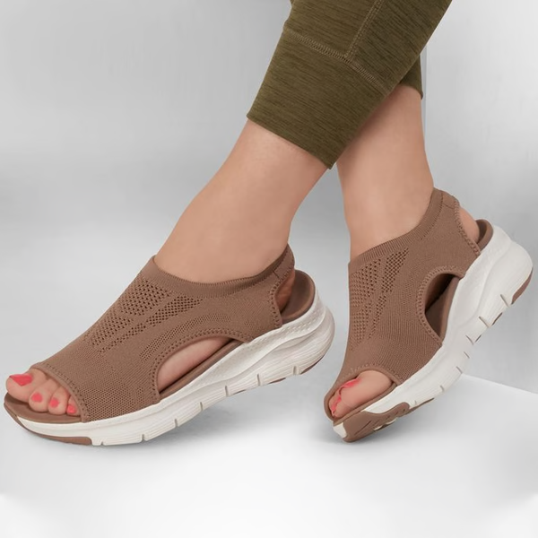 Washable orthopedic sport slides with arch support for plantar fasciitis & pain relief. Unisex slingback design.