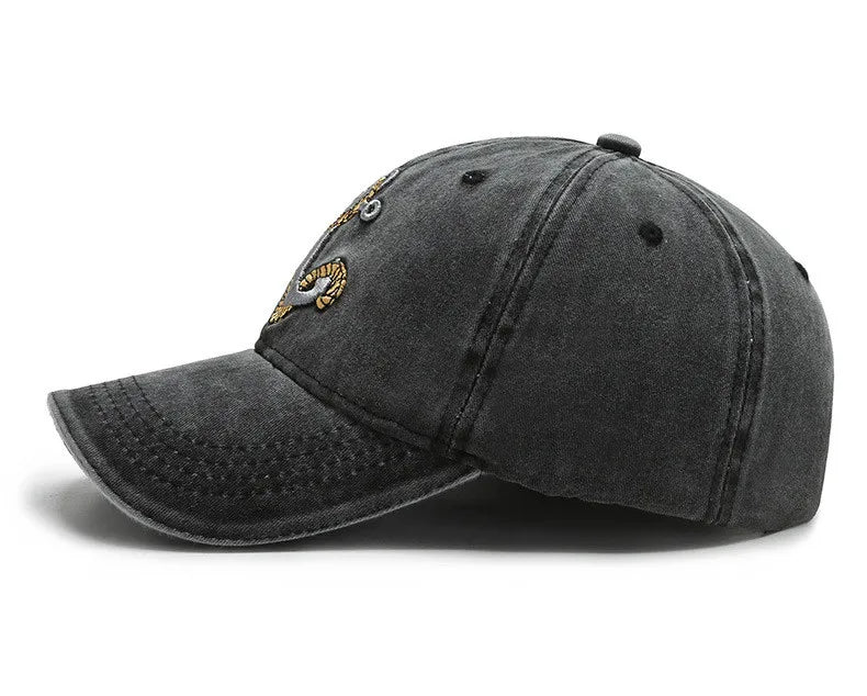 Soft cotton washed baseball cap for casual wear, unisex, with a detailed embroidered anchor.