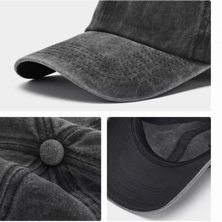 Effortless style with this unisex washed cotton baseball cap, a comfortable and adjustable casual hat.