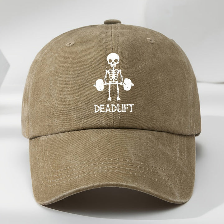 Washed unisex deadlift cap. Premium cotton gym workout hat for lifting & strength.