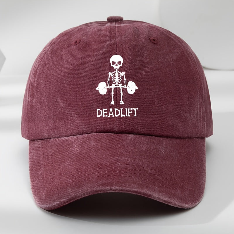 Unisex washed deadlift cap for lifters. Adjustable gym workout hat, perfect for strength training.