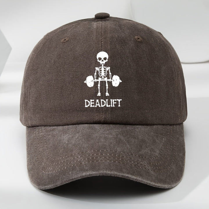 Adjustable unisex deadlift cap. Washed cotton gym workout hat for weightlifting & strength training.