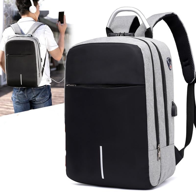 Unisex water-resistant anti-theft backpack with USB charging port, ideal for secure travel & daily commute.