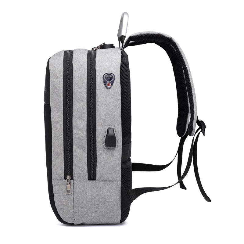 Durable unisex commuter backpack: anti-theft, water-resistant, USB port, and padded laptop sleeve protection.