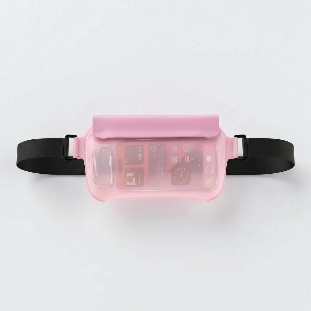 Multi-compartment fanny pack for secure key storage and phone holder, great for active lifestyles.
