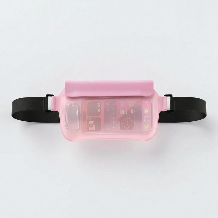 Multi-compartment fanny pack for secure key storage and phone holder, great for active lifestyles.