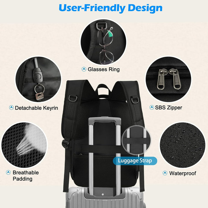 Versatile unisex laptop backpack, water-resistant. Ideal for school, work, travel, insulated lunch.