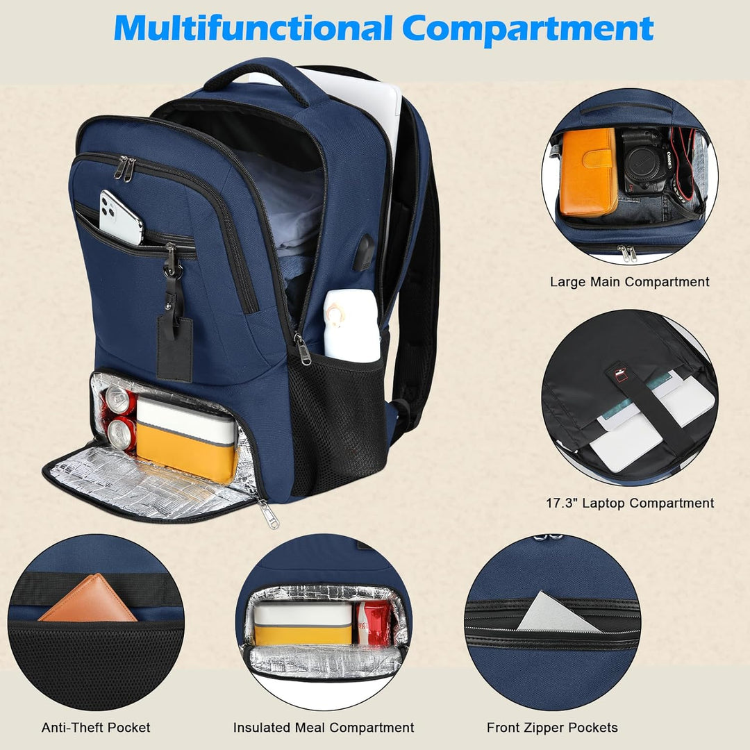 Close-up of water-resistant fabric on the black unisex laptop backpack, showcasing durability.