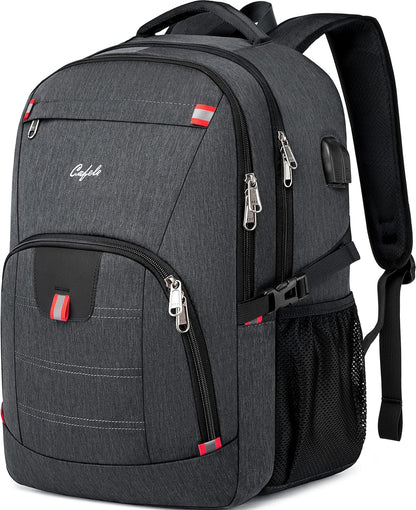 Practical water-resistant school and travel backpack, anti-theft features, and USB port.